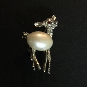 Vintage BSK jelly belly rhinestone Rudolph pin